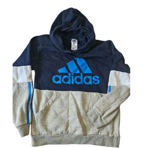 Adidas Boys Youth Gray Colorblock Sweatshirt with Hoodie Size Larg